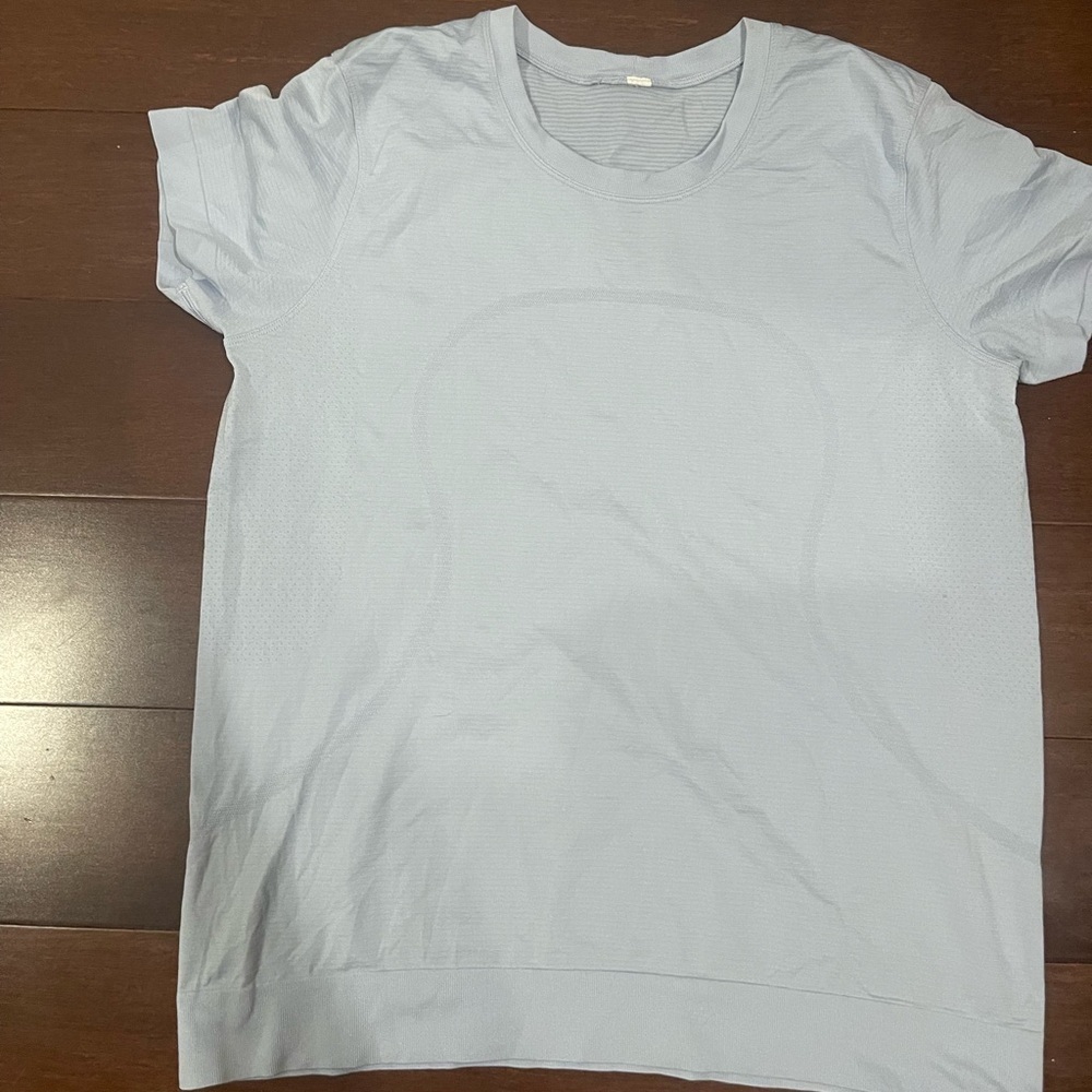 lululemon Light Blue Short sleeve shirt